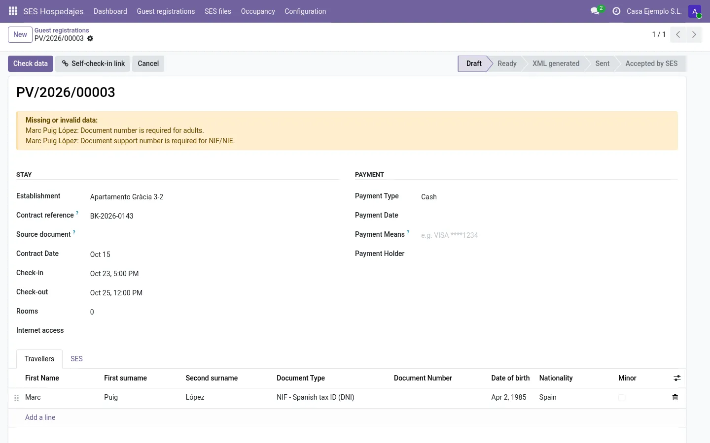 Missing or invalid data is listed before a file is generated